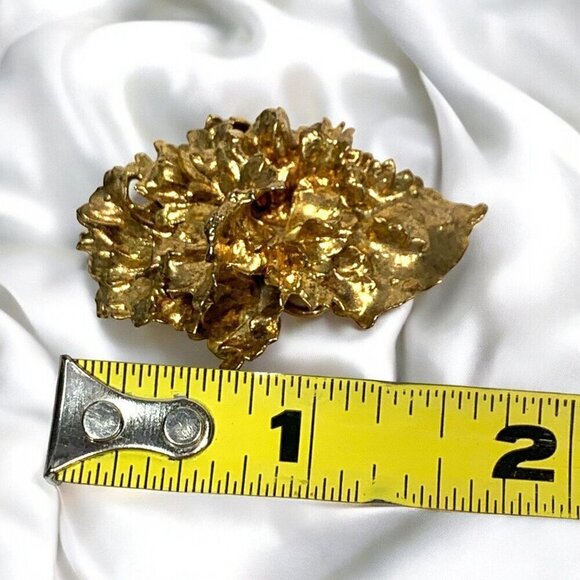 Vintage Gold Nugget Brutalist Pendant Shiny Gold Tone Metal Estate Find 1.5"x1" - Picture 4 of 6